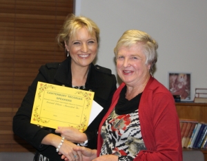 Third place winner Lena Metcalf receiving her certificate from judge Jessica Hawksby.
